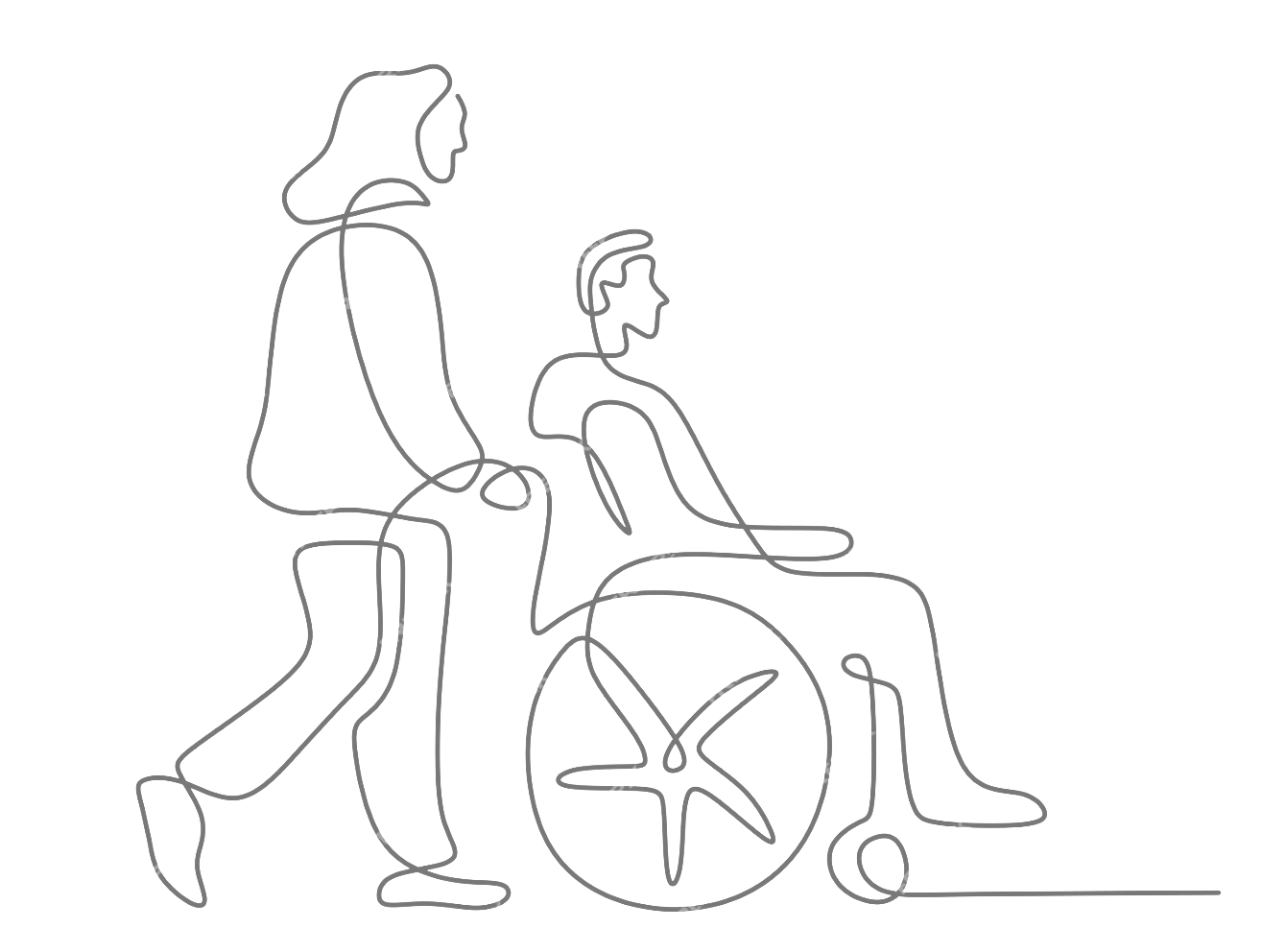 Out together in the community — line illustration